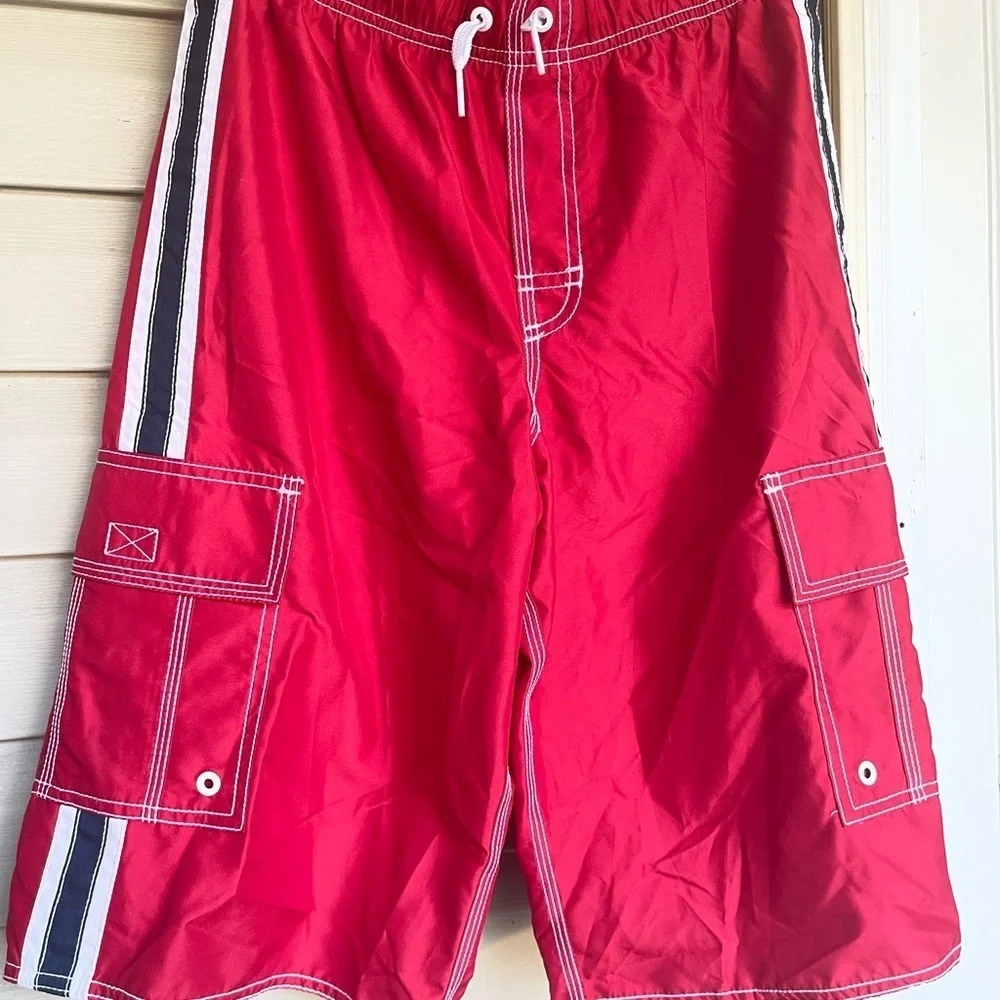 Old navy red swim trunks